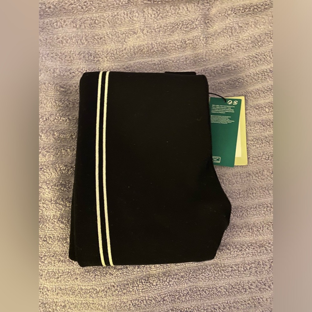 Black Leggings with White Stripe Detail